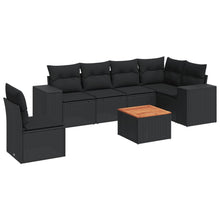 7-Delige Loungeset Met Kussens Poly Rattan Zwart