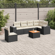 Loungeset 7-delig poly rattan zwart