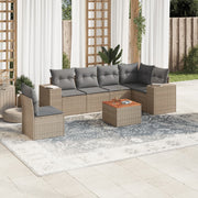 Loungeset 7-delig poly rattan beige