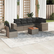 Loungeset 7-delig poly rattan grijs