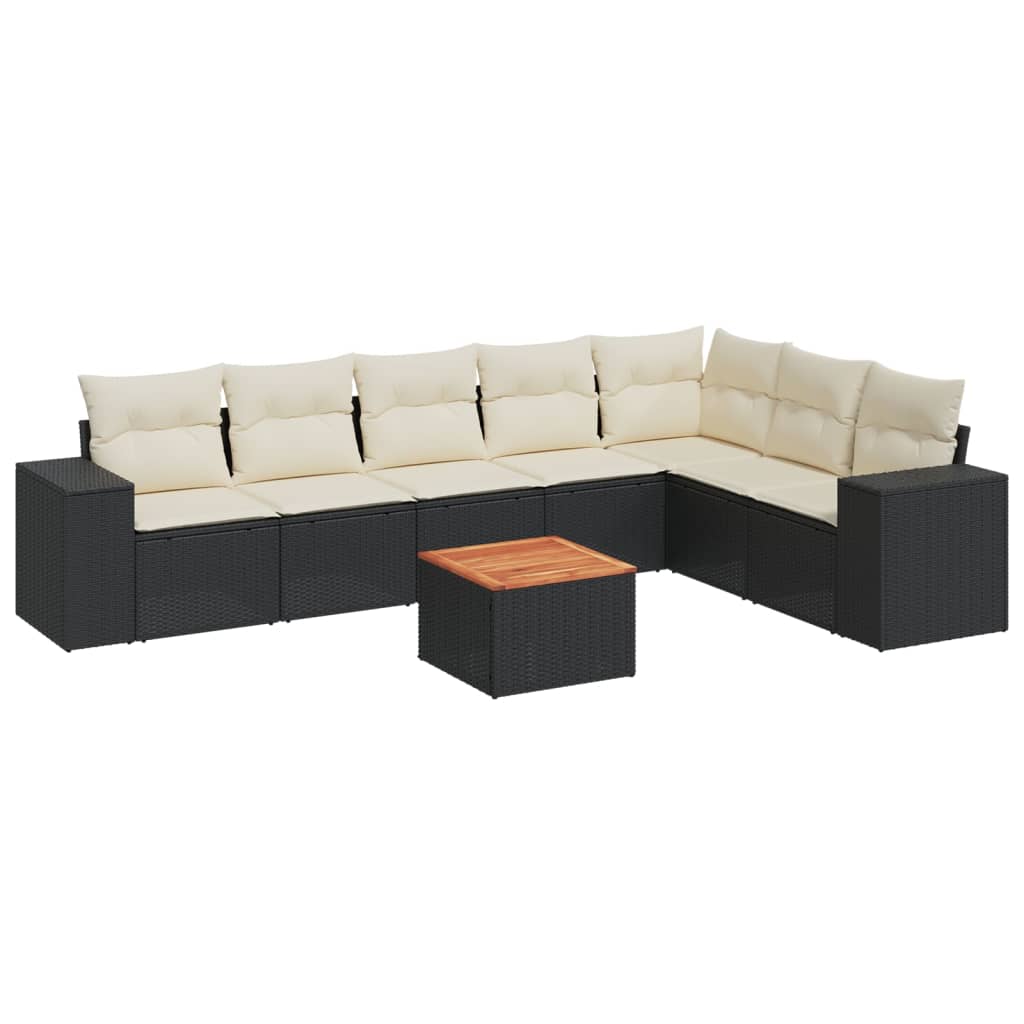 8-Delige Loungeset Met Kussens Poly Rattan Zwart