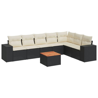 8-Delige Loungeset Met Kussens Poly Rattan Zwart