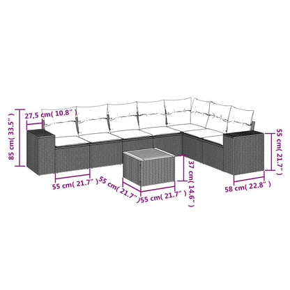 8-Delige Loungeset Met Kussens Poly Rattan Zwart