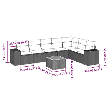 8-Delige Loungeset Met Kussens Poly Rattan Grijs