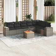 Loungeset 8-delig poly rattan grijs