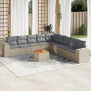 Loungeset 10-delig poly rattan beige