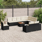 Loungeset 11-delig poly rattan zwart