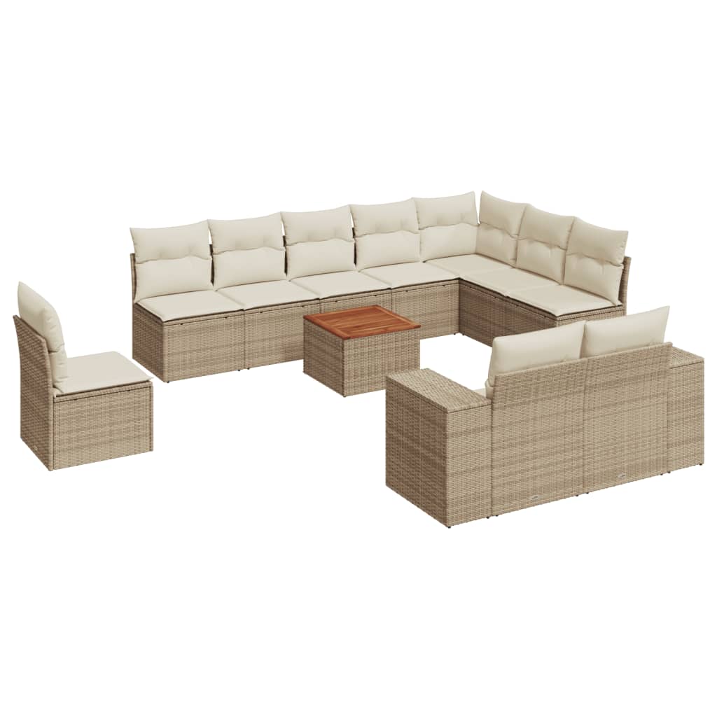 -Delige Tuinset Met Kussens Poly Rattan Beige beige and cream