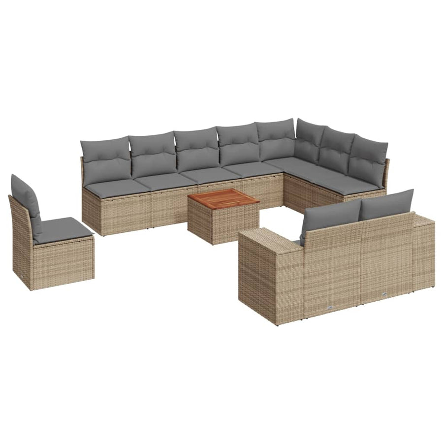 -Delige Tuinset Met Kussens Poly Rattan Beige en grijs