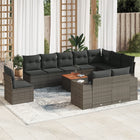 -Delige Loungeset Met Kussens Poly Rattan Grijs