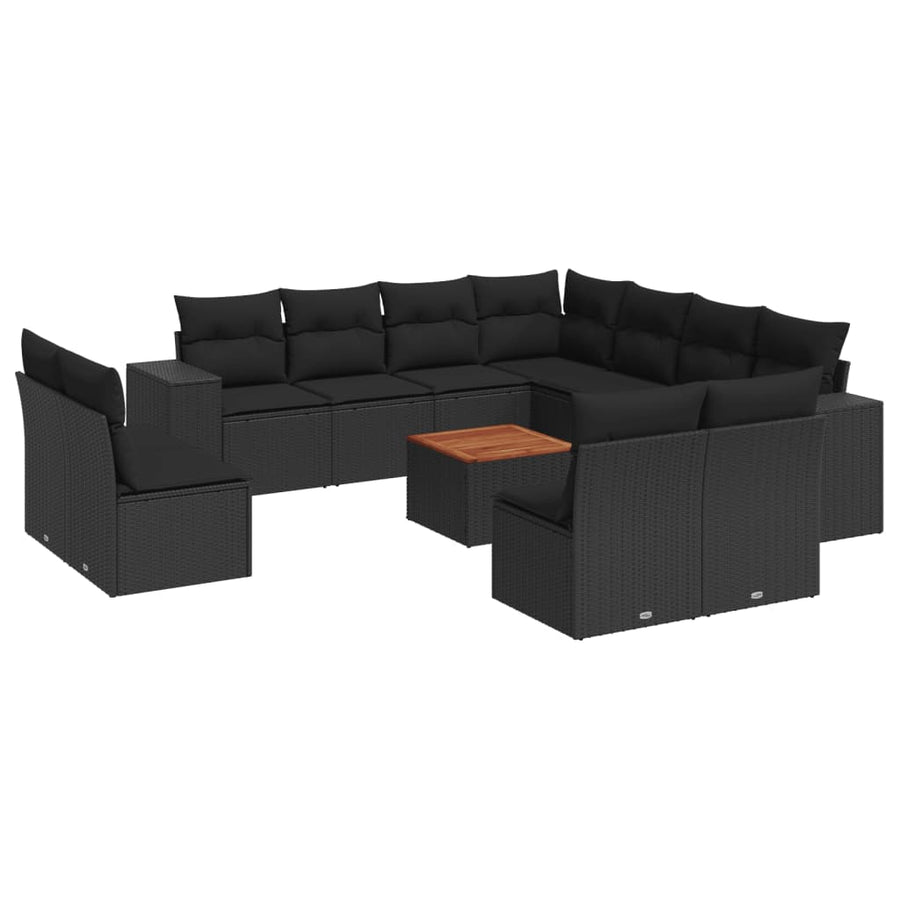 2-Delige Loungeset Met Kussens Poly Rattan Zwart