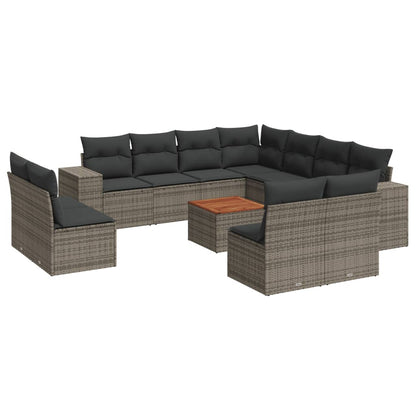 2-Delige Loungeset Met Kussens Poly Rattan Grijs