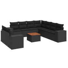 10-Delige Loungeset Met Kussens Poly Rattan Zwart