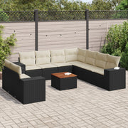 Loungeset 10-delig poly rattan zwart