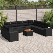 Loungeset 11-delig poly rattan zwart
