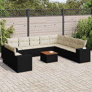 Loungeset 11-delig poly rattan zwart