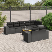 Loungeset 9-delig poly rattan zwart