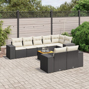 Loungeset 9-delig poly rattan zwart