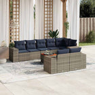 9-piece garden sofa set with cushions, grey poly rattan