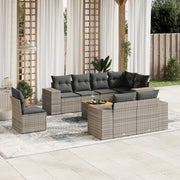 Loungeset 9-delig poly rattan grijs