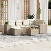 Loungeset 7-delig poly rattan beige