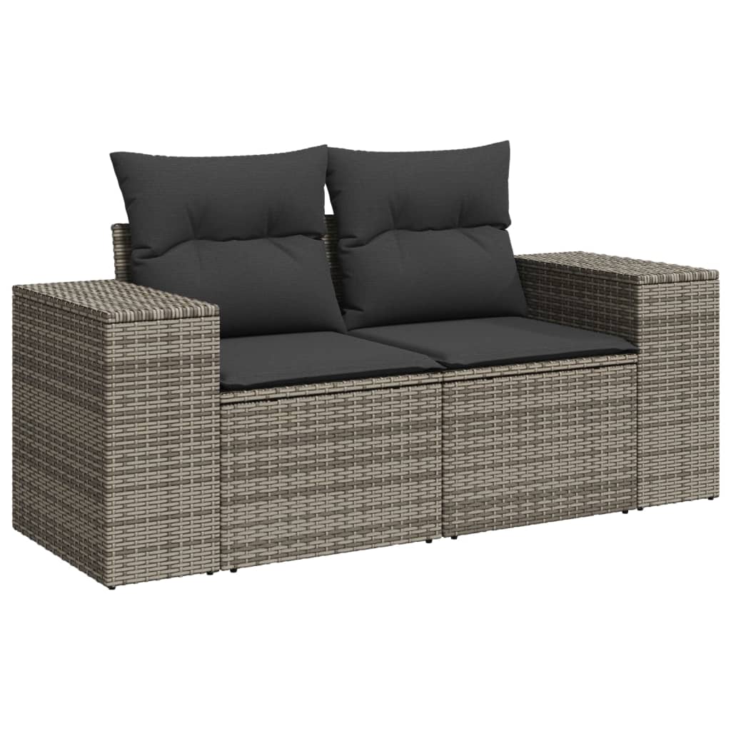 7-Delige Loungeset Met Kussens Poly Rattan Grijs