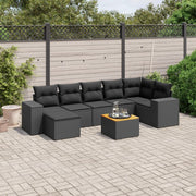 Loungeset 8-delig poly rattan zwart