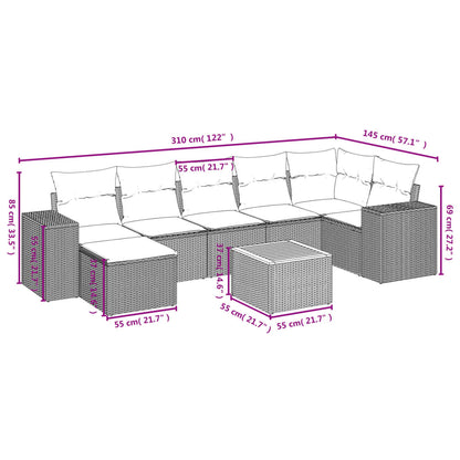 8-Delige Loungeset Met Kussens Poly Rattan Zwart
