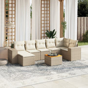 Loungeset 8-delig poly rattan beige