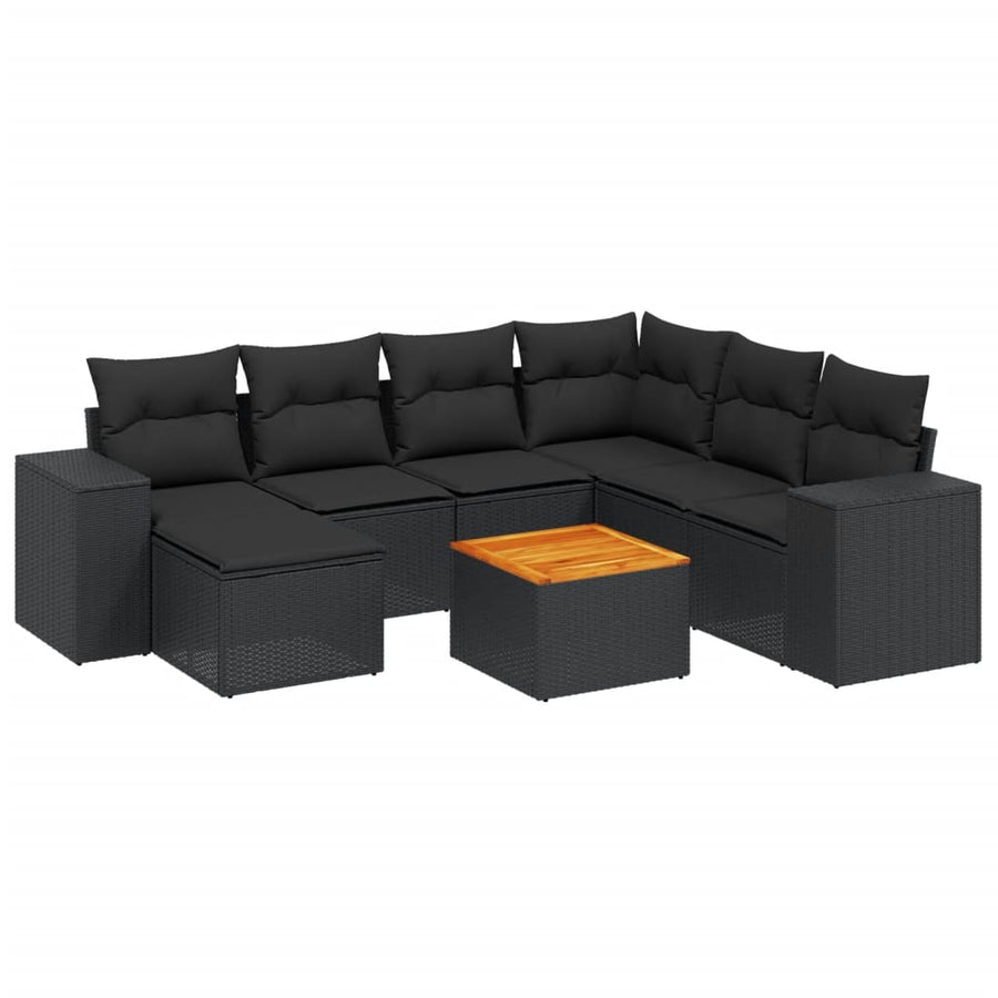 8-Delige Loungeset Met Kussens Poly Rattan Zwart