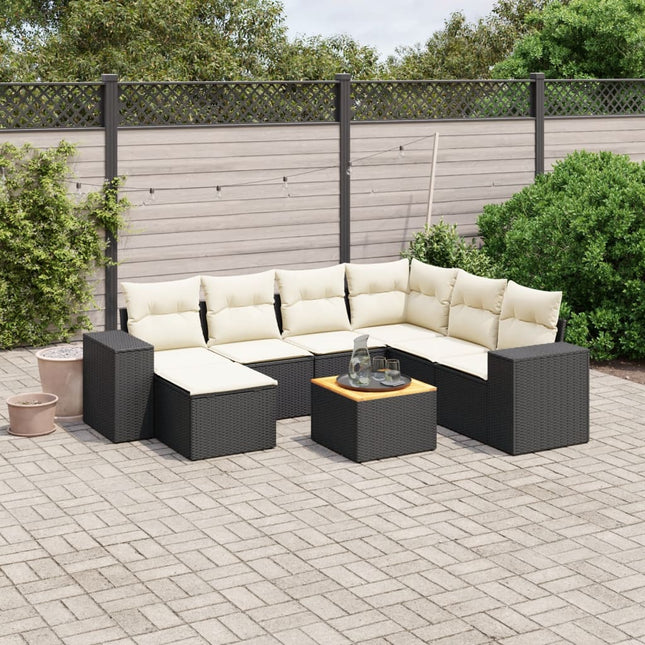 8-Delige Loungeset Met Kussens Poly Rattan Zwart