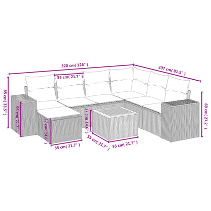 8-Delige Loungeset Met Kussens Poly Rattan Beige