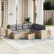 Loungeset 8-delig poly rattan beige