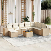 Loungeset 9-delig poly rattan beige
