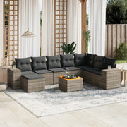 Loungeset 9-delig poly rattan grijs