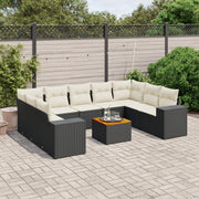 Loungeset 10-delig poly rattan zwart