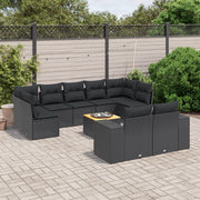 Loungeset 10-delig poly rattan zwart