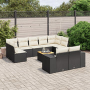 Loungeset 10-delig poly rattan zwart