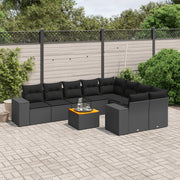 Loungeset 10-delig poly rattan zwart