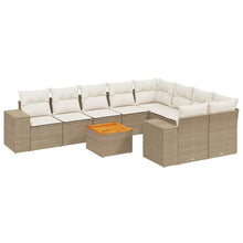 10-Delige Loungeset Met Kussens Poly Rattan Beige