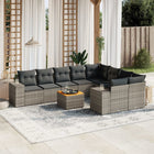 10-Delige Loungeset Met Kussens Poly Rattan Grijs