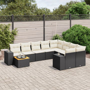 Loungeset 10-delig poly rattan zwart