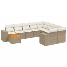 10-Delige Loungeset Met Kussens Poly Rattan Beige