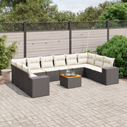 Loungeset poly rattan 11-delig zwart