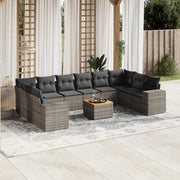Loungeset 11-delig poly rattan grijs