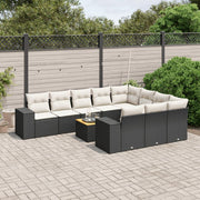 Loungeset 11-delig poly rattan zwart