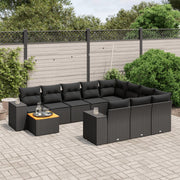 Loungeset 11-delig poly rattan zwart