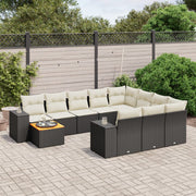 Loungeset 11-delig poly rattan zwart