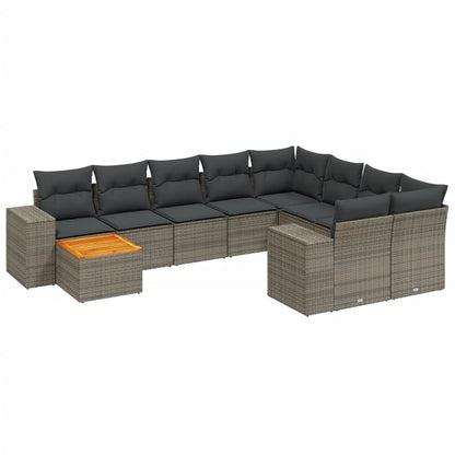 11-Delige Tuinset Met Kussens Poly Rattan Beige