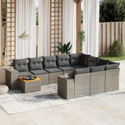 Tuinset 11-delig poly rattan beige met kussens